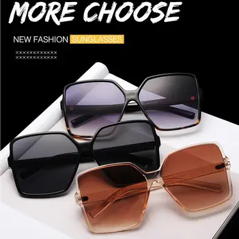 Rocznika oversize kwadratowe okulary Kobiety luksusowej marki duża ramka okulary damskie odcienie czarny leopard Gafas De Sol Mujer UV400