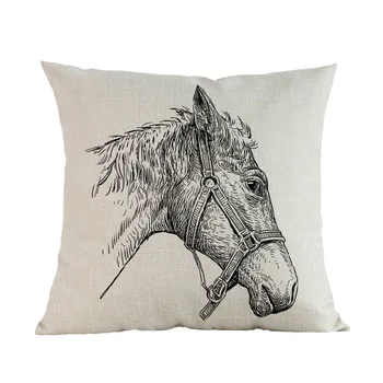 Ręcznie rysowane szkic portret konia kucyka arabskie pościel bawełna poszewka domowy sofa ozdoby poszewka 45*45cm