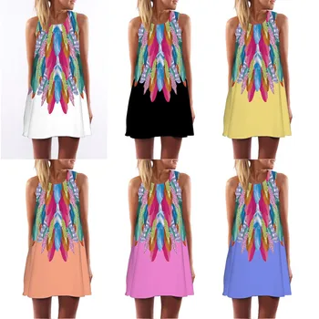 SAGACE Sexy summer beach dress Women 2019 fashion Summer Loose Vintage Dress Sleeveless 3D kwiatowy print Bohe Short Mini Dress