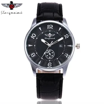 SHANGMEIMK marki męskie zegarki luksusowe moda Skórzany pasek kalendarz biznes zegarek Kwarcowy zegarek Relogio Masculino Hot