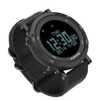 SUNROAD Sports Digital Outdoor męskie zegarki barometr, wysokościomierz, kompas, temperatura wodoodporne podświetlenie nylonowy pasek do zegarka zegarek