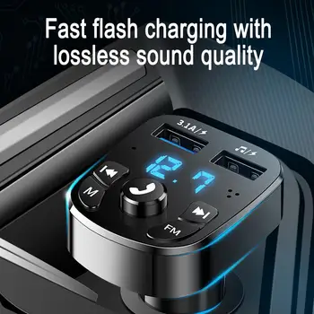 Samochód Hands-free Bluetooth transmiter FM odtwarzacz MP3 podwójny USB ładowarka