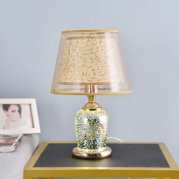 SeeingDays 3D fajerwerki szkło, kamień lampy stołowe do sypialni led lampy stołowe złoty i srebrny wystrój domu w górę i w dół, oświetlenie