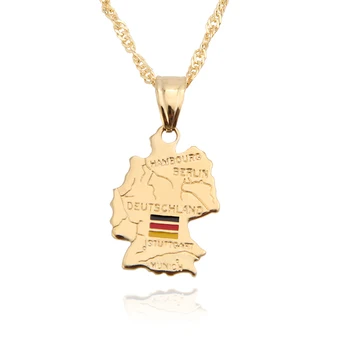 Shamty Deutschland Map Flaga Naszyjnik Zawieszenia Czyste Złoto Kolor Kolor Srebrny Biżuteria Niemcy Mapa Niemiecki Unisex Prezent Produktów