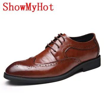 ShowMyHot skóra naturalna buty są ręcznie mężczyźni rocznika rzeźbione klapki оксфорды mężczyźni sukienka buty firmy buty ślubne plus 38-48