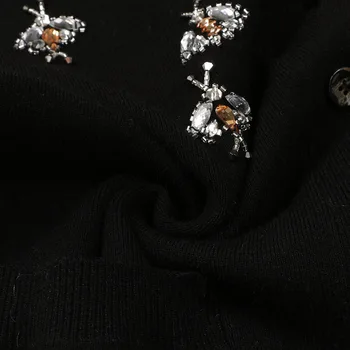 Shuchan Black Beading Animal Sweaters moda 2019 damskie однобортные damskie swetry Jesień Zima nowy przedmiot 10107