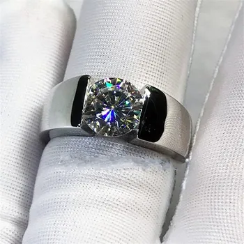 Solitaire Promise ring 2ct AAAAA Cz kamień kolor srebrny zaręczynowy pierścionek zaręczynowy Pierścień dla kobiet, mężczyzn palec biżuteria