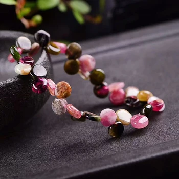 Sprzedaż hurtowa naturalny turmalin kamień bransoletki Kryształ kropla wody Kształt koraliki bransoletka dla kobiet dziewczyna nadgarstek DIY biżuteria