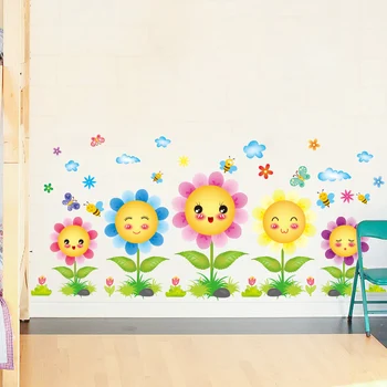 Słoneczniki fabryka ścienne naklejki DIY zwierzęta marchew naklejki ścienne do salonu, sypialnia dla dzieci dekoracje do domu