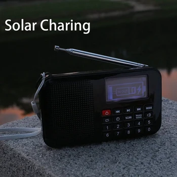 Słoneczny przenośny przewodnik FM Radio głośnik odtwarzacz muzyczny z latarką,sleep timer, obsługa karty TF