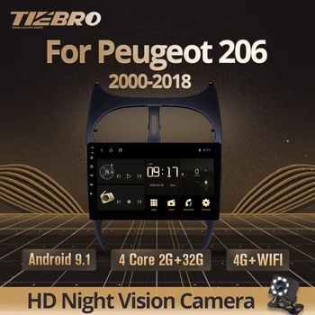 TIEBRO 2din Android 9.0 radio samochodowe do Peugeot 206 2000-2018 samochodowy odtwarzacz multimedialny nawigacja GPS WIFI IPS Radio odtwarzacz Dvd