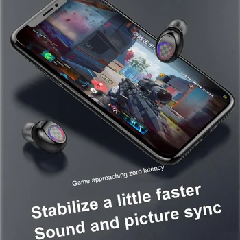 TWS słuchawki Bluetooth 5.0 bezprzewodowa sportowe słuchawki douszne z podwójnym mikrofonem ładowarka pudełko do IPhone /Android