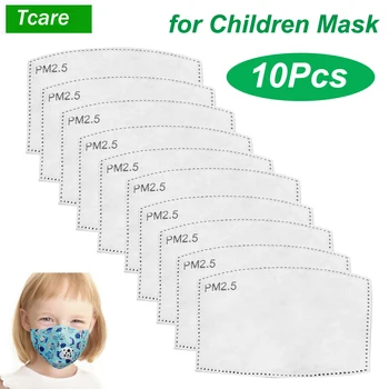 Tcare 10 szt./kpl. PM2.5 usta Maska wymienny filtr-cięcie 5 warstw włókniny dziecko dzieci aktywny filtr węglowy (4,7*3 cala)