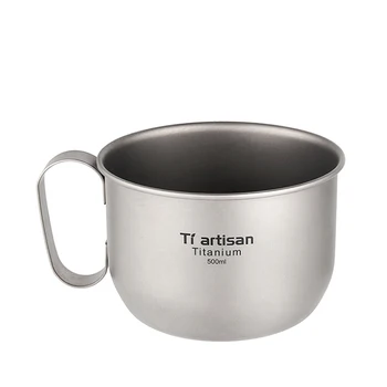 Tiartisan 500 ml Tytanu filiżanka do naczynia do picia szklanka wody z uchwytem Kung-Fu lekki odkryty kawy kajdanki filiżanki 62 g Ta8351