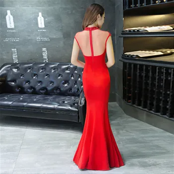 To Yiiya Mermaid evening dress Suknia długość podłogi formalne Kantar suknie wieczorowe czerwone białe rękawów zamek temu sukienka C072