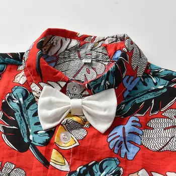Top fashion and Top Fashion Baby Boy Gentleman Summer Clothes Short Sleeve Floral Shirt with Bow Tie+Szorty Kids Boy 2Pcs Clothe