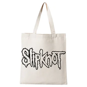 Torebki damskie Slipknot logo Canvas Tote Bag tkanina bawełniana na ramię torby Shopper dla kobiet Eko składane wielokrotnego użytku torby na zakupy