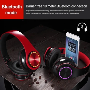 Tourya bezprzewodowe słuchawki Bluetooth, słuchawki 7 kolorów świecące led zestaw słuchawkowy z mikrofonem wsparcie TF karty do telefonu, KOMPUTERA odtwarzacz MP3