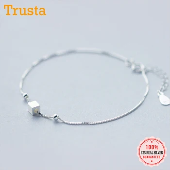 Trust 925 srebro, żeński, moda biżuteria drutu rysunek kwadratowy bransoletka 18 cm prezent dla dziewczyny pani DS153 Darmowa wysyłka