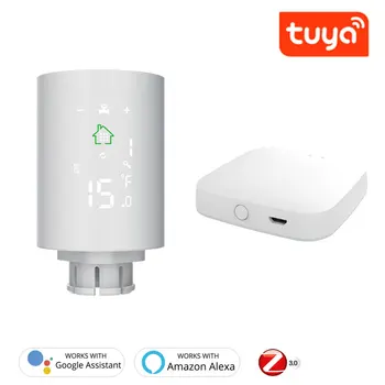 Tuya ZigBee Temperature Controller Remote Thermostat Heater With Alexa Home Mini Smart Radiator Actuator Smart Home Household