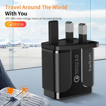 Twitch UK Quick Charge 3.0 USB Charger QC3.0 QC Fast Charger Multi Wall Plug Mobile Phone Charger for iPhone Samsung Xiaomi Mi