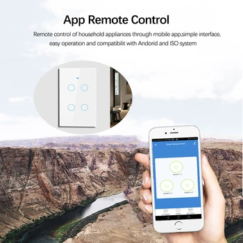 US 4Gang WiFi Smart Wall Touch Switch Smart Home Automation light remote switch Tuya Smart life APP praca z Alexa google home