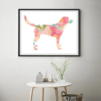 Uchwyt Sztuka Płótnie Malarstwo Labrador Retriever Akwarela Nadruki Pet Dog Plakat Nowoczesne Przedszkole Wystrój Schludny Pies Zdjęcia