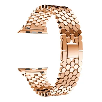 Urządzony w luksusowym bransoletka dla Apple Watch SE Band Series 6 5 4 Fish-scale Wzór Metal Strap Link 40mm 44mm Belt Watchband
