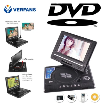 VERFANS DVD HD przenośny EVD 7,8-calowy mini-odtwarzacz mini-gry mini-telewizor wbudowany 500 dzieci klasyczna gra wsparcie SVCD, VCD, CD, CD-R / RW
