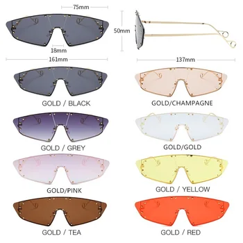 Vintage Kocie oko bez oprawki okulary dla kobiet 2020 okulary dla mężczyzn marki luksusowe markowe odcienie punk nit One Piece Rihanna Eyewear