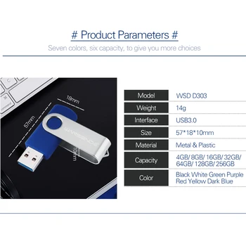 WANSENDA usb 3.0, USB Flash Drive obrót Pen Drive 4GB 8GB 16GB 32GB 64GB, 128GB Pendrive 256GB cle USB Stick, Memory Stick 3.0