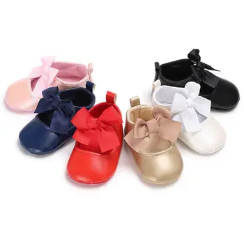 WONBO 0-18M Toddler Baby Girl Soft PU Princess Shoes Bow Bandage Infant Prewalker New Born Baby Shoes