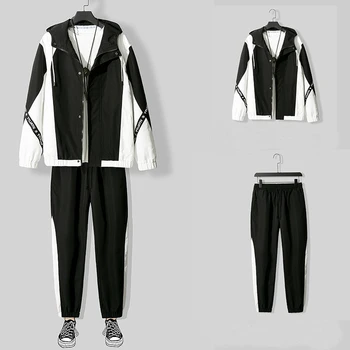 WWKK 2020 moda męska sportowy strój wiosna jesień bluza +spodnie dresowe dres zestaw mężczyzn Nowy лоскутный Slim Fit dresy
