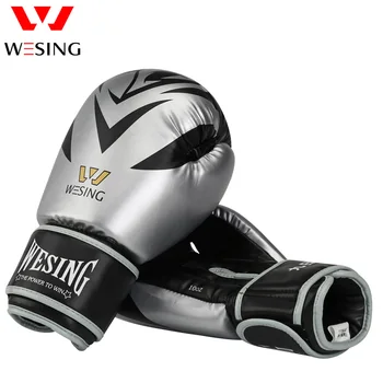 Wesing Pro Adult Boxing Gloves Muay Thai MMA Punch Mitts Silver Gold