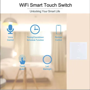 WiFi Wall Touch Switch Smart Light Switch działa z Alexa Echo Google Home 1/2/3 Gang Support RF433 Remote Control
