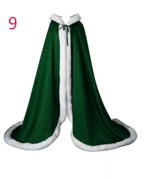 Wiktoriańska ślub peleryna elfy pokrowiec satynowy ślubny płaszcz z kapturem z wykończeniem ze sztucznego futra Kartki narzuta ręcznie średniowieczny płaszcz