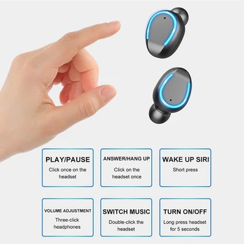 Wodoodporny Bluetooth 5.0 bezprzewodowe słuchawki CVC 8.0 redukcja szumów dotykowy led cyfrowy wyświetlacz słuchawki z ładowania skrzynią 3500 mah