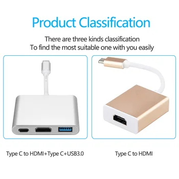 Wysoka rozdzielczość USB Type-C 3.1 konwerter męski na USB 3.0/HDMI/Type C żeński adapter ładowarki Apple Macbook pc