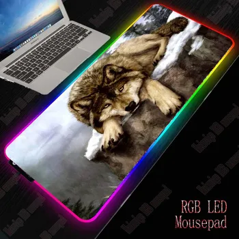 XGZ Wolf RGB Gaming Large Animal Mouse Pad Gamer Led Computer Mousepad Big Mouse Mat with Backlight Carpet for Keyboard Desk Mat