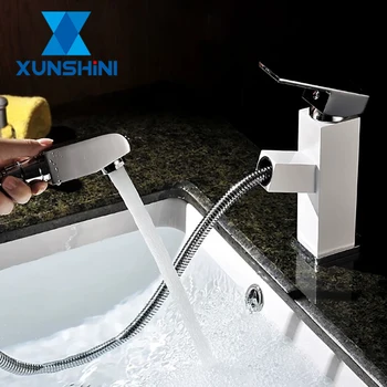 XUNSHINI wyciągnąć łazienka basenie zlewozmywak kran ciepłej zimnej wody grohe uchwyt pojedynczy spray zlewozmywak kran kuchenny kran pokład mocowanie