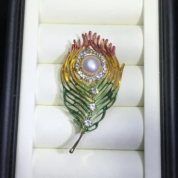 ZHBORUINI wysokiej jakości naturalne słodkowodne perły broszka perła pióro broszka złoty kolor perła biżuteria dla kobiet prezent akcesoria