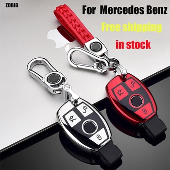 ZOBIG TPU+PC Car Key Case Cover Key Holder łańcuszkowego pierścień dla Mercedes Benz W203 W210 W211 W124 W202 W204 AMG