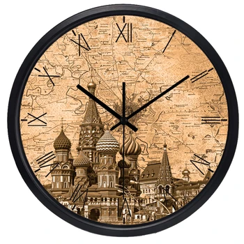 Zegar światowej strefy czasowej Brand Hotel Lobby Clock Roma NO. Światowe zabytki papier kolorowy zegar mapa