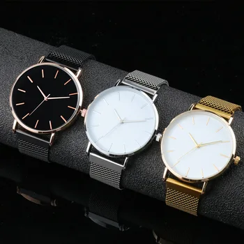 Zegarek damski złoty chronograf prosty styl siatkowy pas stop watchband sukienka zegarek dorywczo zegarek damski zegarek damski