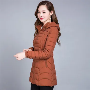 Zimowy płaszcz Czarne, karmelowe XL 6XL plus rozmiar temat parki z kapturem 2019 nowa moda koreański cienkie kurtki Feminina LD1140