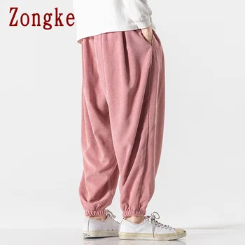 Zongke aksamitne spodnie Męskie odzież biegacze Męskie spodnie ulica japoński odzież Spodnie hip-hop sportowe spodnie mężczyźni 5XL 2021