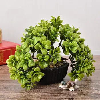 Śliczna 18-centymetrowy zielone małe bonsai drzewa w doniczce sztuczne warzyw dekoracja do biura/domu wystrój stołu
