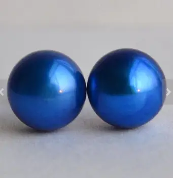 Ślubne kolczyki 7,5-8 mm kolor niebieski prawdziwy słodkowodne perły kolczyki S925 srebro biżuteria urocze kobiety prezent