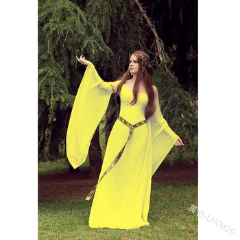 Średniowieczny Renesans Księżniczka Maxi Sukienka Vintage Spalony Rękawa Cosplay Długa Sukienka Bodycon 2019 Gotycki Plus Rozmiar Sukni