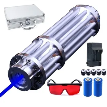 Świecąca niebieska potężny laser latarka 445 Nm 10000м wielofunkcyjny фокусируемый celownik laserowy wskaźniki latarka świeci naciągacze